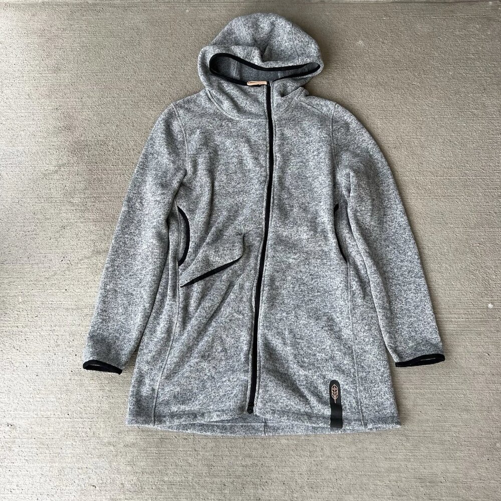 Indygena Polartec Full Zip Hooded Fleece Jacket Women’s Large Gray Warm Winter‎